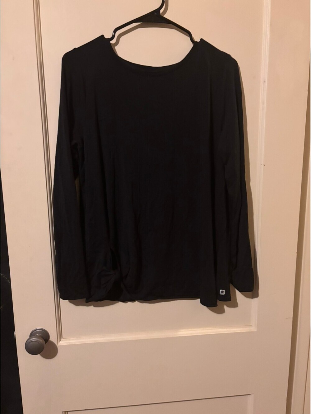 Fablectics black long sleeve tie hem top Medium